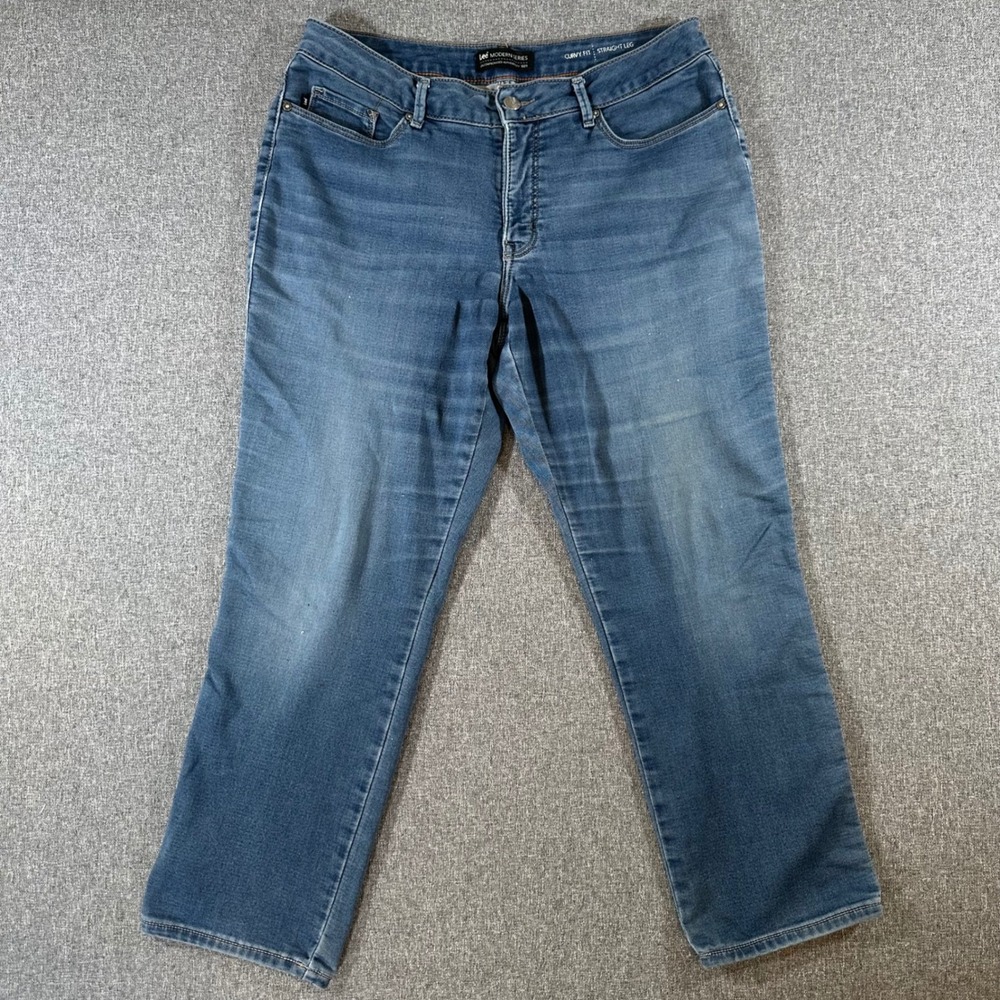 Lee Modern Series Curvy Fit Straight Leg Jeans Blue Denim Womens 34x28‎